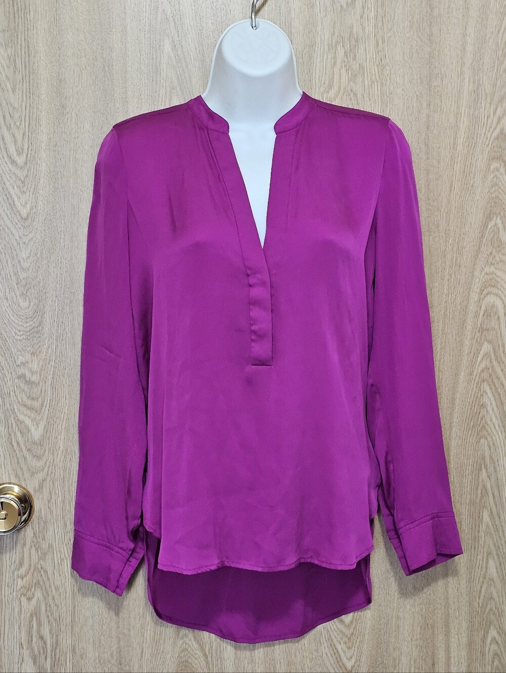 Vince Silk Blouse Fuchsia Pink Purple Top Shirt Size 2 Small